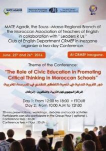 “دور التربية المدنية في تنمية التفكير النقدي بالمدرسة المغربية” محور ندوة تربوية بالمركز الجهوي لمهن التربية و التكوين بانزكان