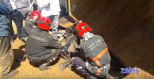 شاحنة تحمل العلف تدهس سيارة خفيفة