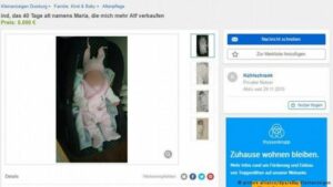 بالصورة:أسرة تعرض رضيعتها للبيع على الانترنيت مقابل 5 مليون