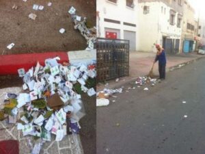 +صور: شوارع أكادير تتحول إلى مزبلة انتخابية بامتياز وسط تدمر المواطنين