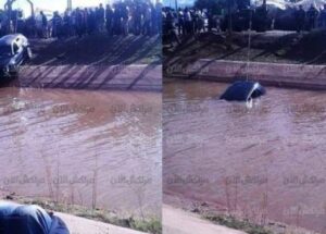 عاجل بالفيديو:نجاة أربعة أشخاص من موت محقق بعد غرق سيارتهم