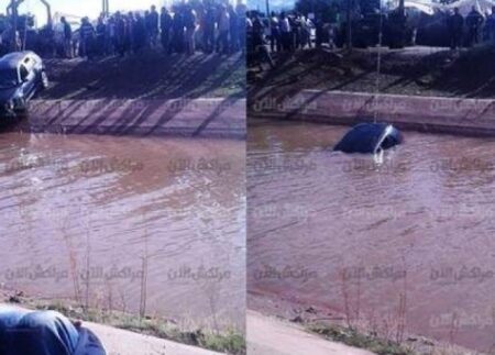 عاجل بالفيديو:نجاة أربعة أشخاص من موت محقق بعد غرق سيارتهم