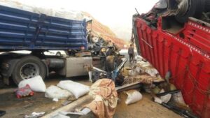 بالصور:اصطدام شاحنتين بالطريق السيار بمدينة أكادير واحدة محملة ب"علف الدجاج" والأخرى ب"الزليج" يخلف قتيلا وإصابات خطيرة 5 1 225
