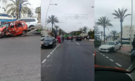 +صور: نجاة سائق من موت محقق في حادثة سير خطيرة بشاطئ أكادير