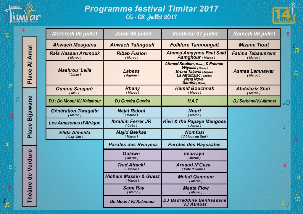 Programme festival Timitar 2017