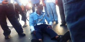 سيارة مجنونة تدهس شرطيا  بزنقة أكادير وهو الآن بين الحياة والموت