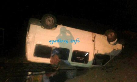 عاجل: إنقلاب سيارة وعلى متنها أسرة بمدخل كلميم