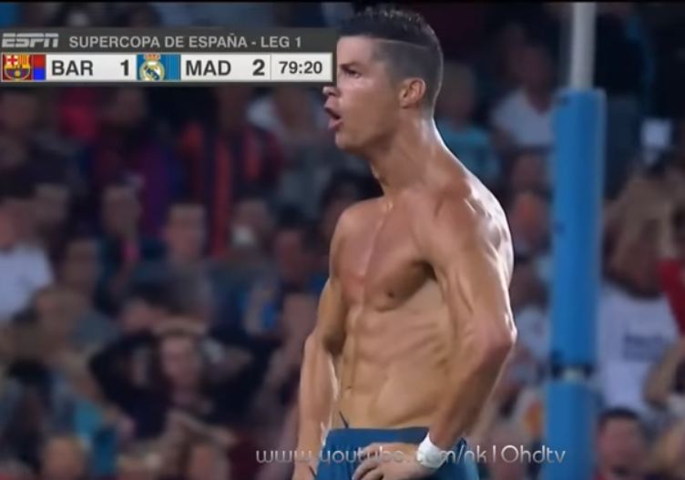 بالفيديو … شاهد هدف رونالدو العالمي في مرمى برشلونة واحتفالية غريبة من الدون