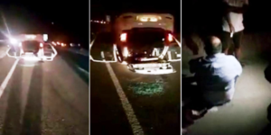 نجاة مواطن إنجليزي وزوجته المغربية من موت محقق في حادث انقلاب سيارتهما أكادير، و مواطنون يتدخلون لإسعافهما بعد طول انتظار سيارة الإسعاف