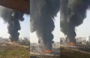 حريق مهول يلتهم إطارات المستعملة بالهراويين ضواحي مدينة الدار البيضاء