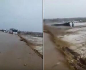 فيديو يوثق للحظة سقوط حافلة المسافرين بواد تمنصورت..