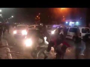 حمار يجر عربة مشجعين للمنتخب المغربي يصدم سيارة