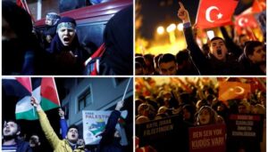 (+صور): مظاهرات حاشدة وإطفاء أضواء المسجد الأقصى ردا على قرار ترامب الاعتراف بالقدس عاصمة ل(اسرائيل)