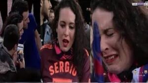 مشجعة برشلونية تجهش بالبكاء بعد رؤية سيرجيو بوسكيتس شاهد كيف تعامل معها