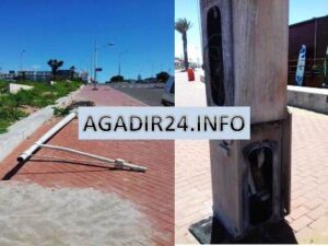 أعمدة إنارة تشكل الكابوس المرعب لسكان و سياح مدينة أكادير (+صورة)