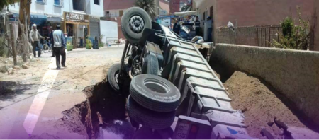(+فيديو)أزمة عطش حادة تضرب عدة مناطق بأكادير، بعد سقوط شاحنة بقناة للصرف الصحي في حادث مروع