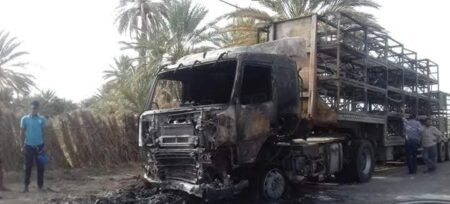 مؤثر بالصور والفيديو:مصرع شرطي حرقا داخل سيارته بعد اصطدامه بشاحنة لنقل ‘البوطاغاز’