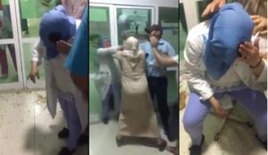 سيدة “تفرشخ” رأس ممرضة، و ترسلها الى المستعجلات في حالة سيئة (فيديو)