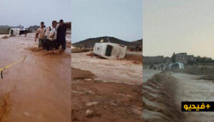 (+فيديو)أمطار غزيرة وفيضانات مفاجئة في عز الصيف تجرف حافلة للركاب