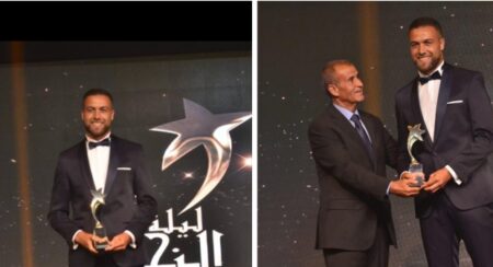 تتويج عبد الرحمان الحواصلي، الحارس الرسمي لفريق حسنية أكادير، بجائزة أحسن حارس لموسم 2017/2018.
