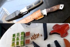 عناصر الجمارك تضرب بقوة و تحجز أسلحة وذخيرة ومعدات أخرى كانت في طريقها إلى أكادير .(+صور)