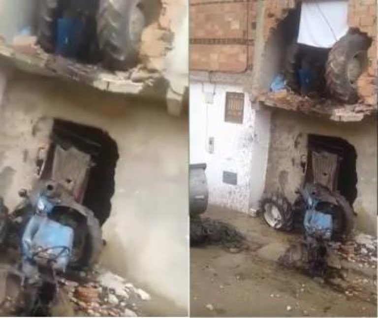 حادثة سير غريبة بطلها مول تراكتور