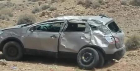 بالصور:سيارة تنقلب بشكل مروع بأكادير في حادث غريب