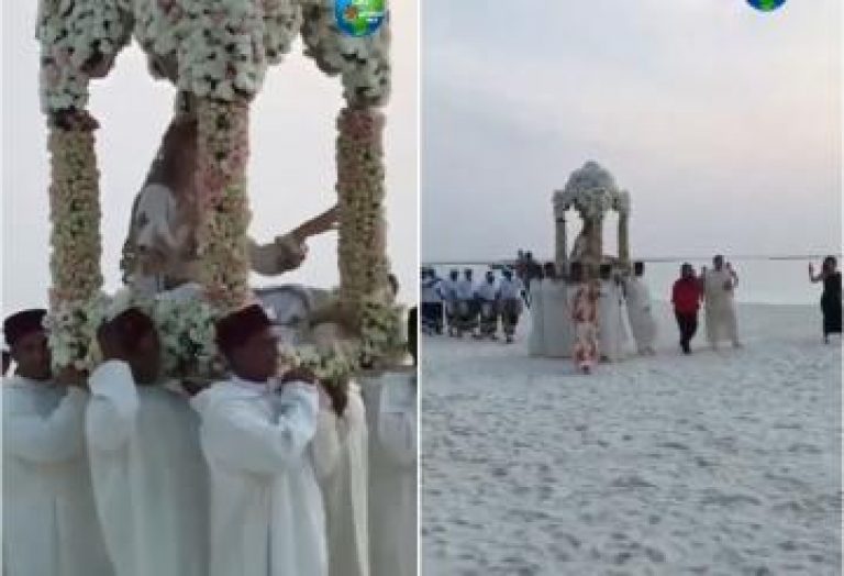 نجلـة دبلوماسـي مغربي تقيم “حفل زفاف” أسطوري فوق رمال شاطئ بجزر المالديف