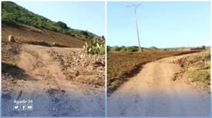 (+فيديو)..الطريق الرابطة بين إمي أكني الكزيرة و عركوب بإفني في وضع "كارثي ومتدهور" ، ومطالب بالتدخل لإصلاح الوضع. 4 الطريق