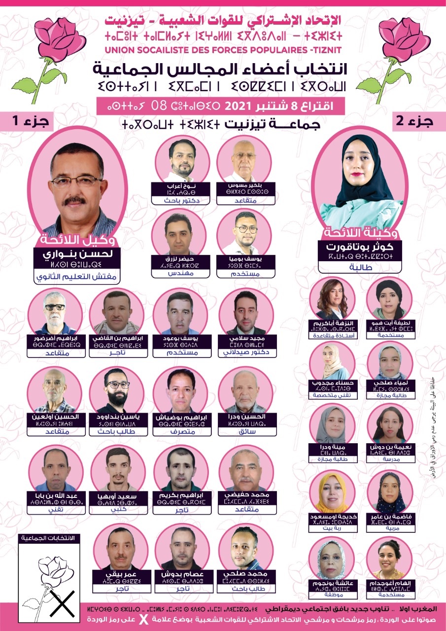 لوائح المرشحين للإنتخابات بعمالات و أقاليم جهة سوس ماسة مع الصور . 90 usfp tiznit