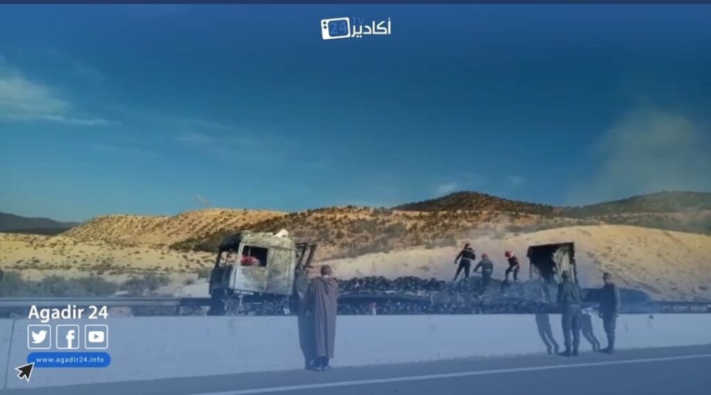 فيديو شاحنة الدلاح التي عرقلت حركة السير بين أكادير و مراكش.