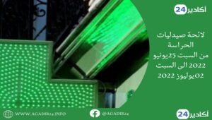 لائحة صيدليات الحراسة بأكادير،إنزكان وتيكوين من 25يونيو الى السبت 02يوليوز 2022 7 صيدلية2506