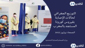 التوزيع الجغرافي: 2500حالة سجلت بثلاث جهات، وسوس ماسة مرتبة سادسة وطنيا ... التفاصيل بالجدول 7 التوزيع الجغرافي0107