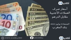 بنك المغرب: أسعار العملات اليوم الجمعة 15 يوليوز 2022، في المغرب بالدرهم (MAD) 12 الصرف1507