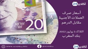 بنك المغرب: أسعار العملات اليوم الثلاثاء 05 يوليوز 2022، في المغرب بالدرهم (MAD) 7 صرف0507