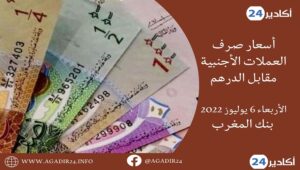بنك المغرب: أسعار العملات اليوم الأربعاء 6 يوليوز 2022، في المغرب بالدرهم (MAD) 4 صرف0607