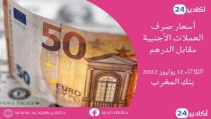 بنك المغرب: أسعار العملات اليوم الثلاثاء 12 يوليوز 2022، في المغرب بالدرهم (MAD) 8 صرف1207