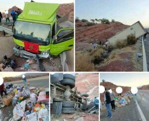 أكادير : إنقلاب شاحنة محملة بالمساعدات الإنسانية لضحايا الزلزال 12 soliadire1