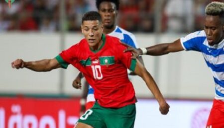 المنتخب الوطني المغربي يحقق فوزا بينا على المنتخب الليبيري.
