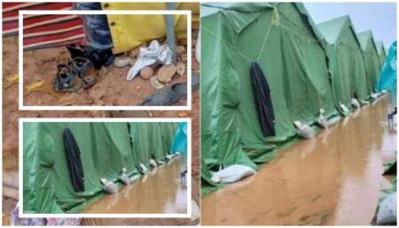 Residents de tentes dans les zones sismiques