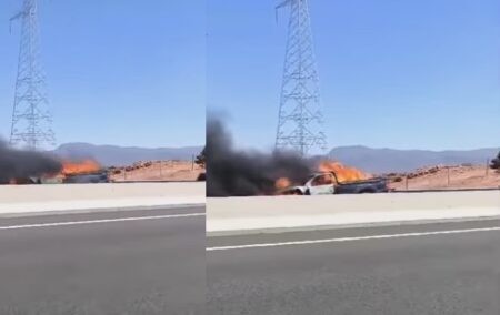 النيران تلتهم سيارة خفيفة بضواحي أكادير النيران تلتهم سيارة خفيفة بضواحي أكادير