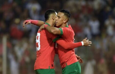 المنتخب الوطني المغربي يمطر شباك نظيره لإفريقيا الوسطى برباعية.