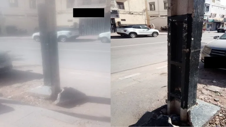 أكادير: عمود آيل للسقوط يجلب تنبيهات مواطنين، وسط دعوات إلى تحرك عاجل