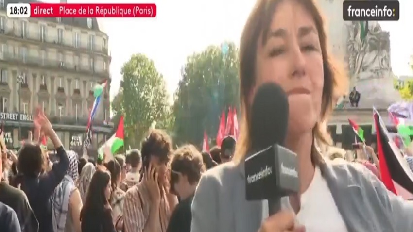 مراسلة “فرانس أنفو” تشتبك مع متظاهر على الهواء مباشرة: شجار يربك تغطية احتجاجات باريس (+ فيديو )