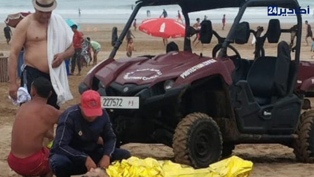 إنقاذ غريق بشاطئ أكادير في تدخل بطولي لسباحي الإنقاذ والوقاية المدنية