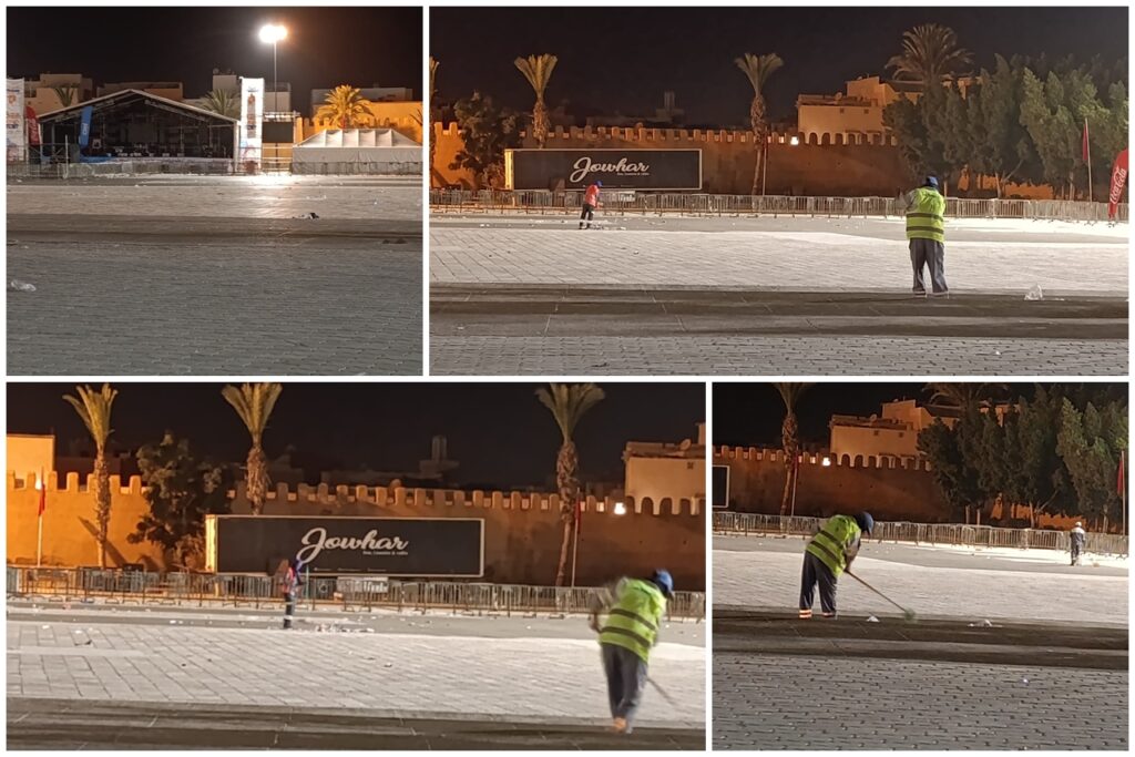 عمال النظافة… أبطال الظل الذين يمنحون مهرجان تيميزار وجهه النظيف كل صباح