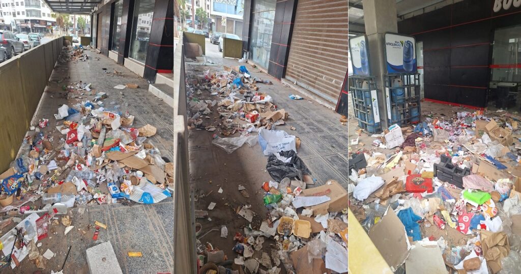 أكادير: أكوام الأزبال تحاصر محلات تجارية وسط حي راقي، والمواطنون يطالبون بالتدخل العاجل