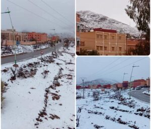 تارودانت : إغرم تكتسي بالبياض بعد تساقطات ثلجية صباح اليوم