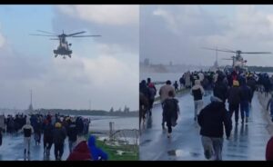 طائرة مروحية تنقذ شخصين حاصرتهما الفيضانات بسيدي قاسم