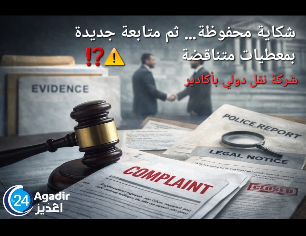 شكاية محفوظة… ثم متابعة جديدة بمعطيات متناقضة: مستثمر مغربي يكشف “خللاً قانونياً مقلقاً” في ملف شركة نقل دولي بأكادير